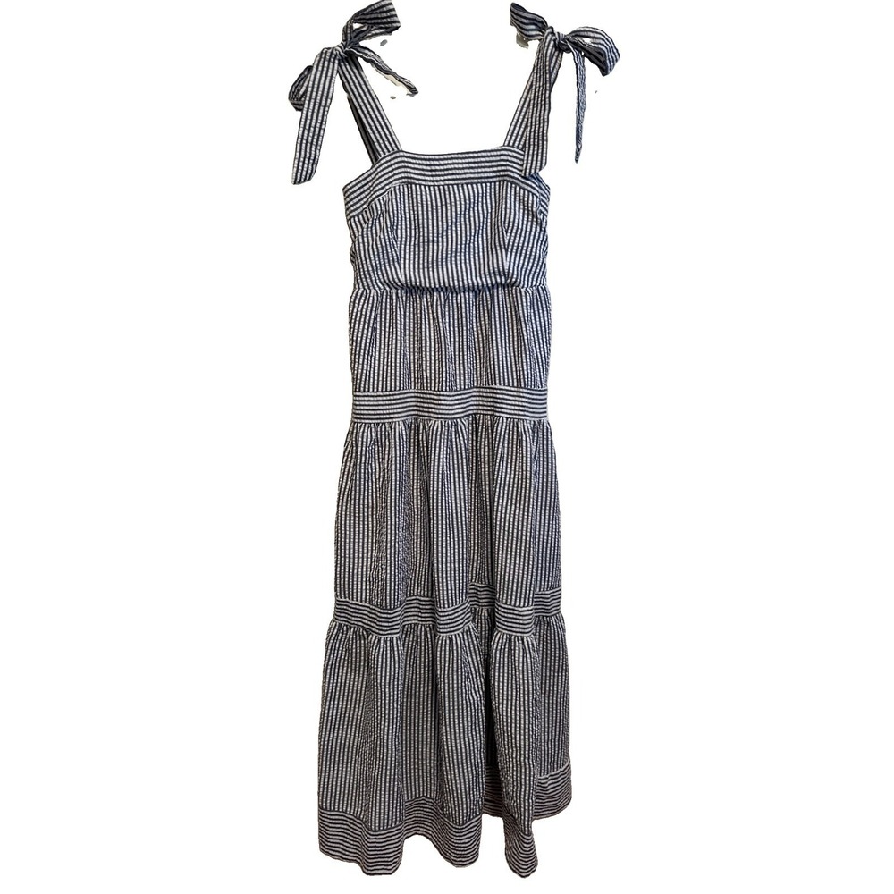 Johnnybecca Women's Boutique Maxi Dress Blue Striped Sz Small With White Lining